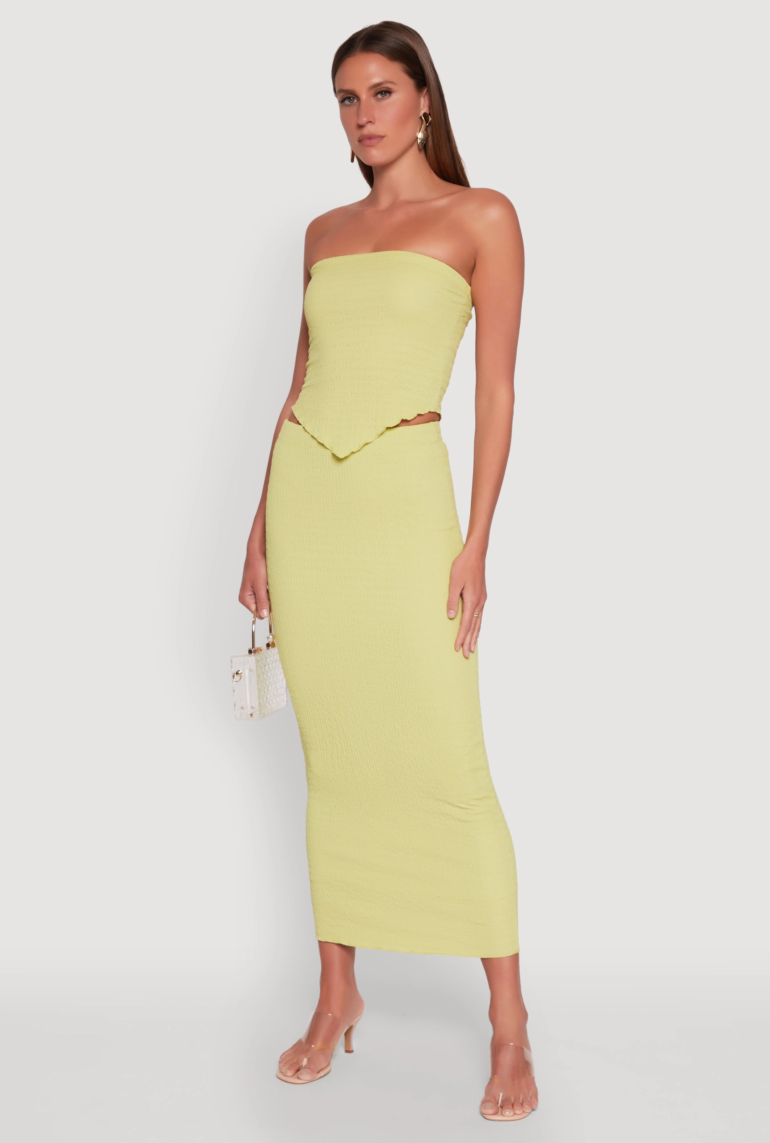 Vibrant Flow Almost Famous Textured Knit Maxi Skirt
