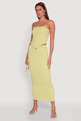 Vibrant Flow Almost Famous Textured Knit Maxi Skirt
