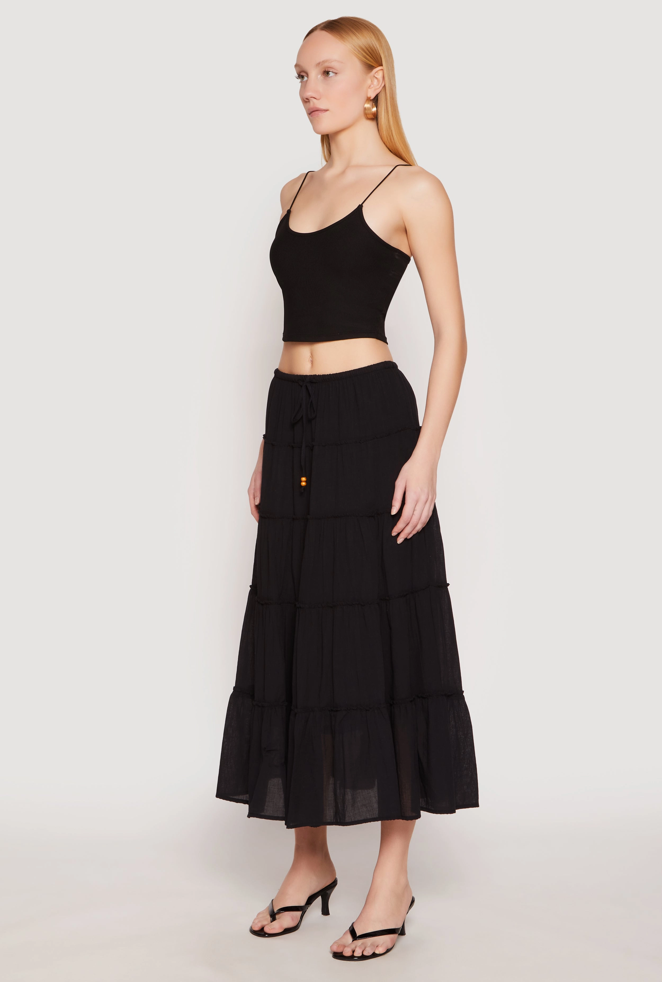 Almost Famous Tiered Skirt Global Inspiration Detachable Tie