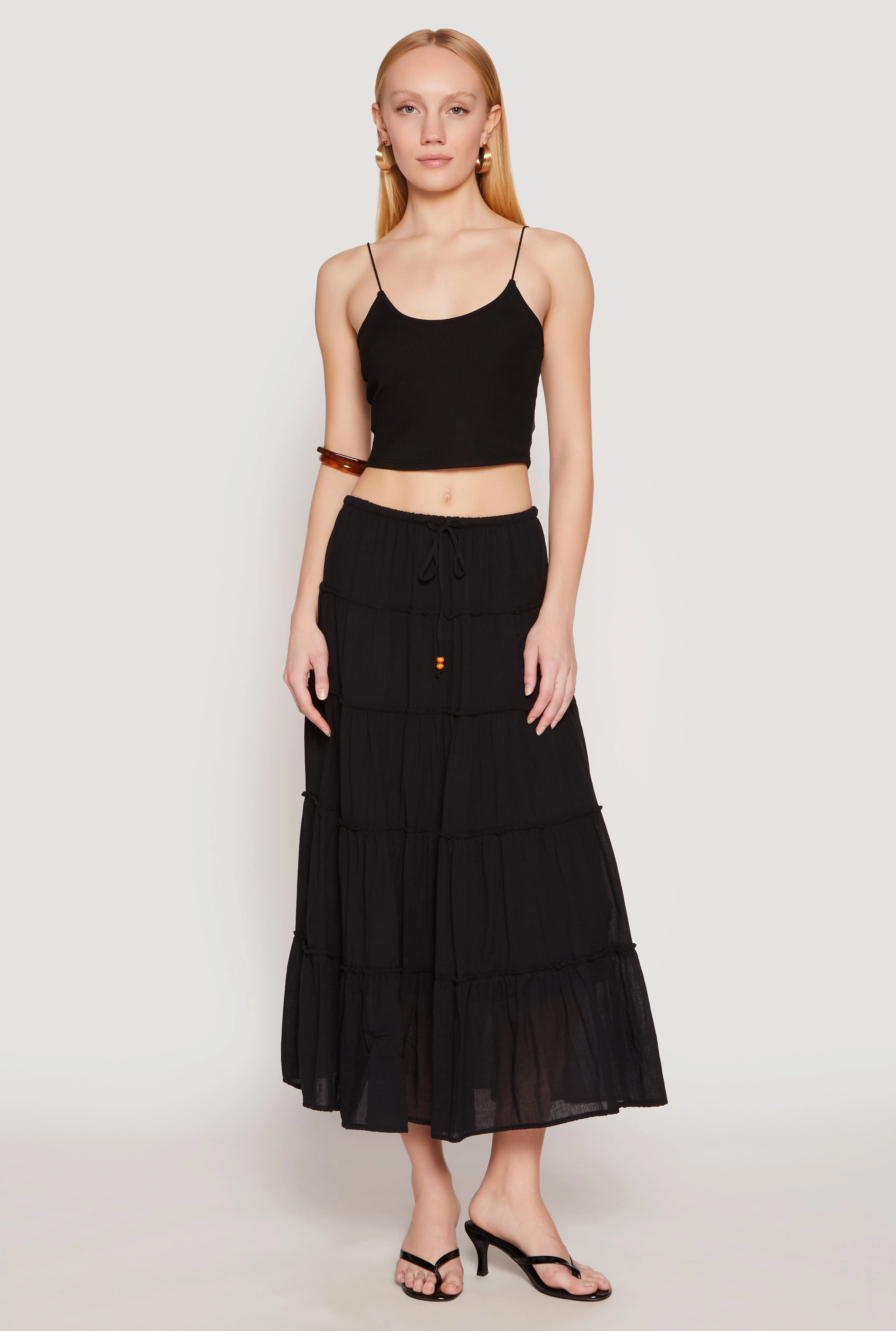 perforated design Almost Famous Tiered Skirt