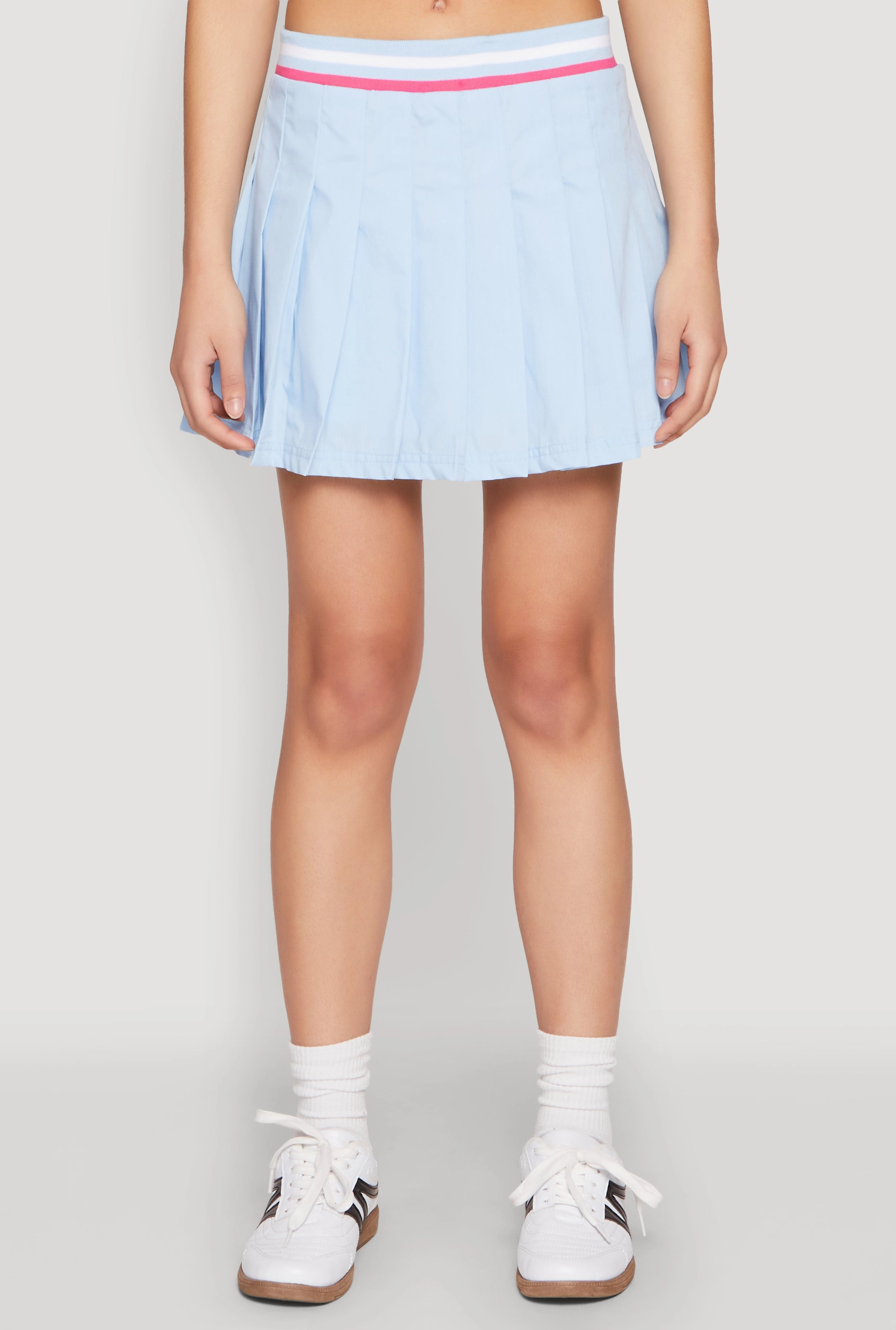 Modern Tones Poplin Varsity Stripe Pleated Skirt