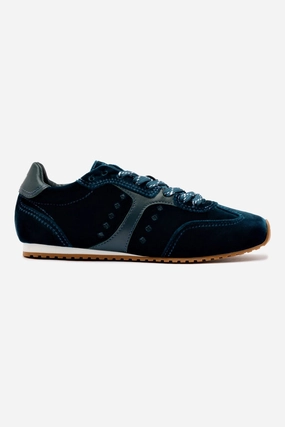 Stretchable Tongue Stella Sneaker In Deepsea Velvet