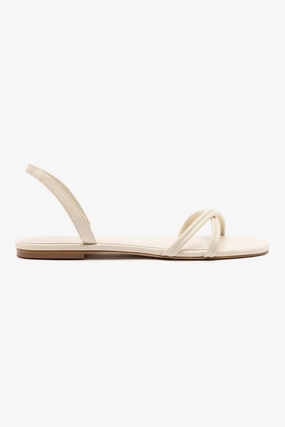 Cliff Step Annie Flat In Ivory Leather