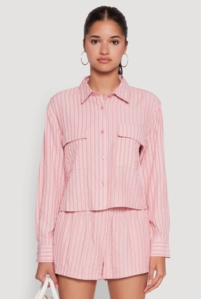 Iris Classic Fit Textured Knit Shirt with Flap Pocket hospital