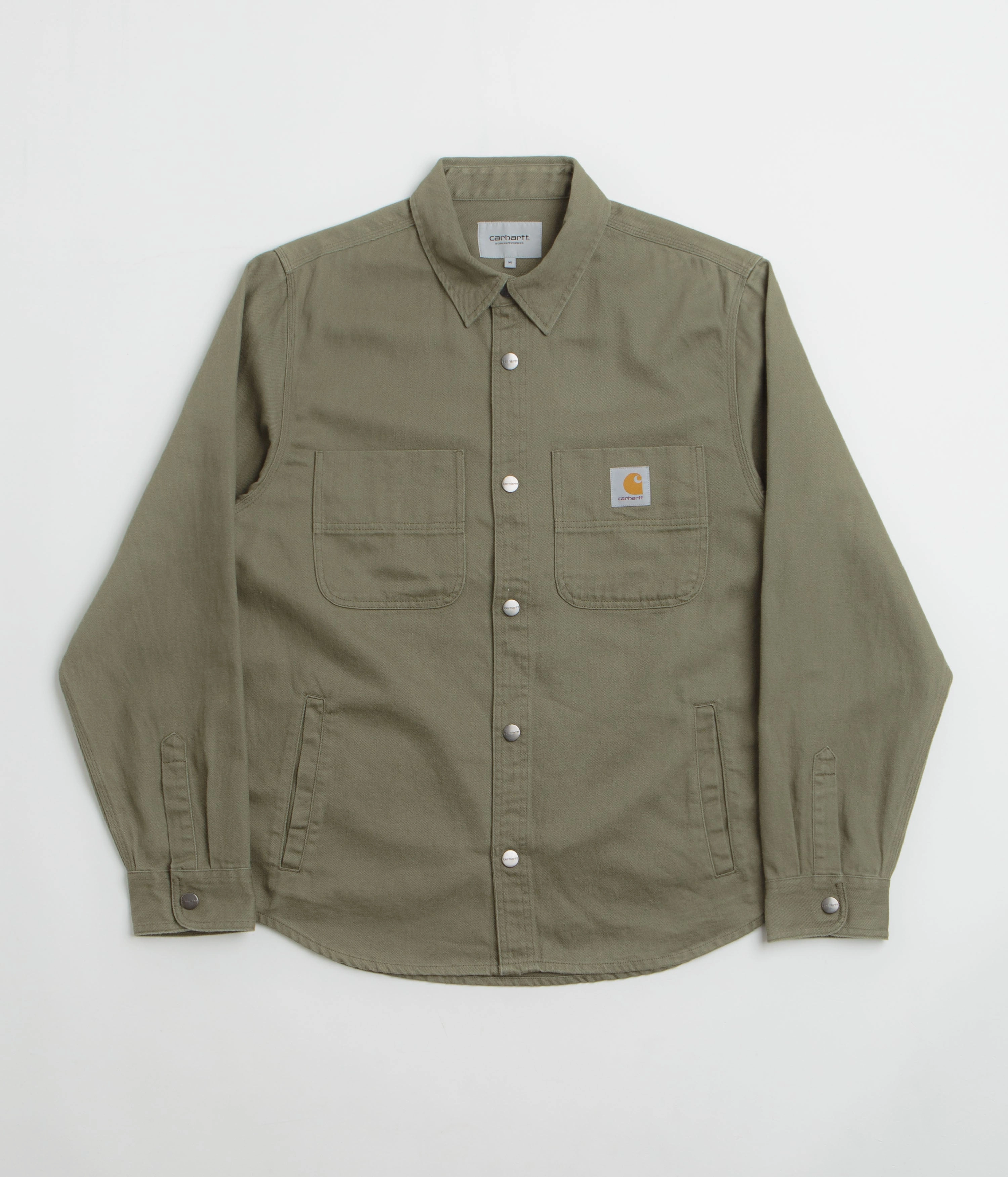 Reinforced Elbow Panels Noise Free Zipper Carhartt Crawford Shirt Jacket - Dollar Green
