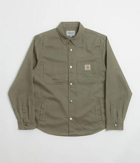 Reinforced Elbow Panels Noise Free Zipper Carhartt Crawford Shirt Jacket - Dollar Green