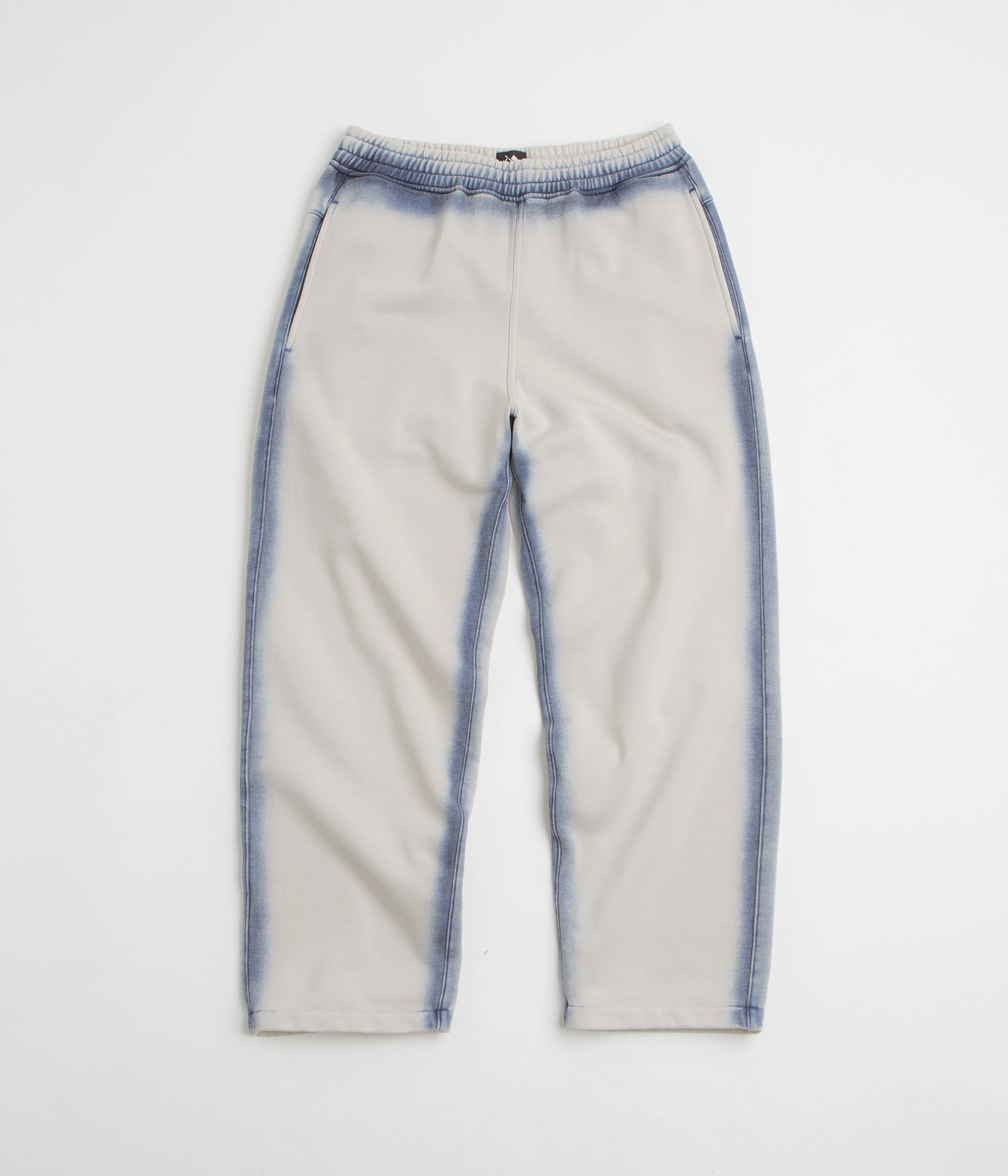 The Trilogy Tapes Overdye Open Hem Sweatpants - Grey / Blue Stretch Motion smooth zipper