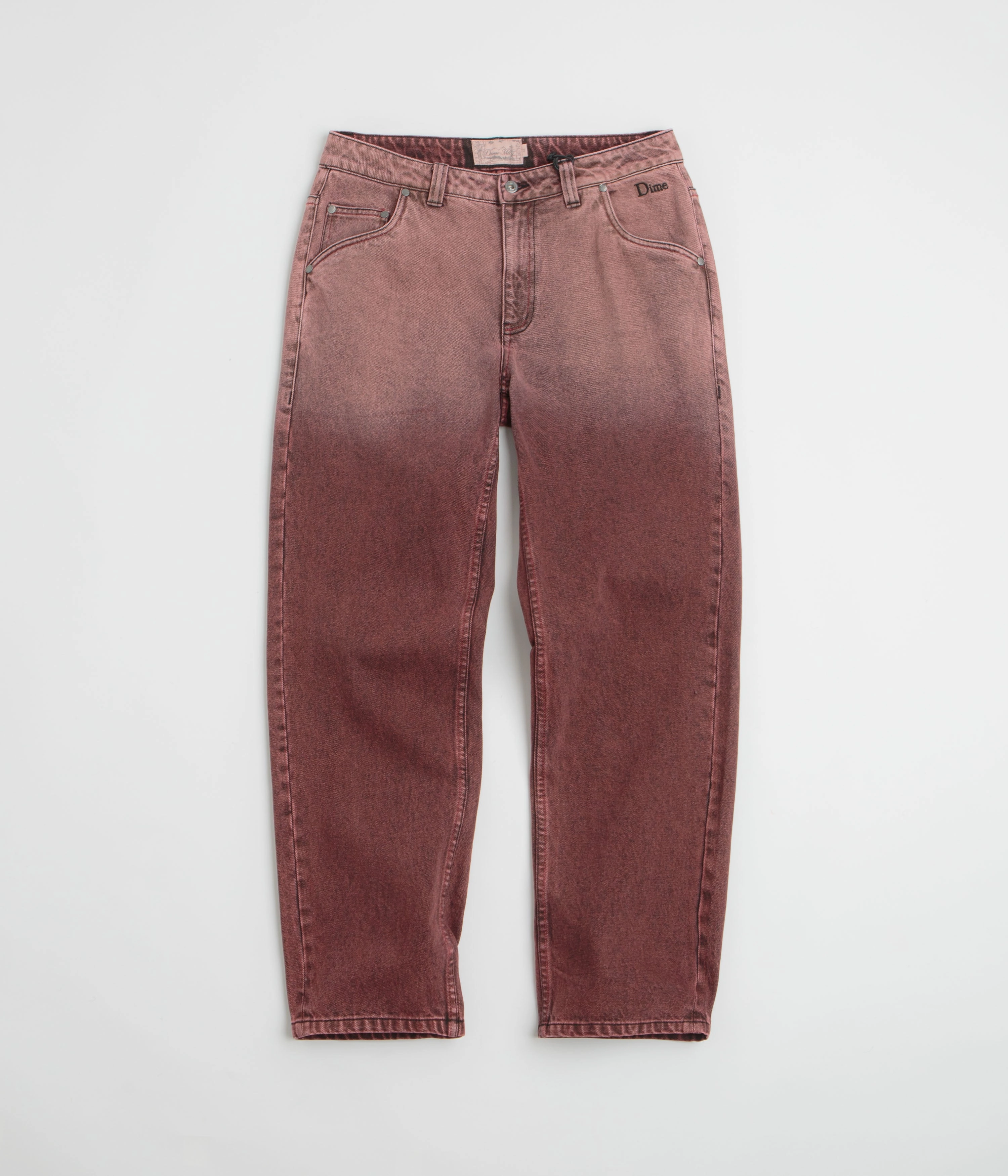 Dime Classic Relaxed Jeans - Dipped Sandblasted Burgundy Layered Comfort