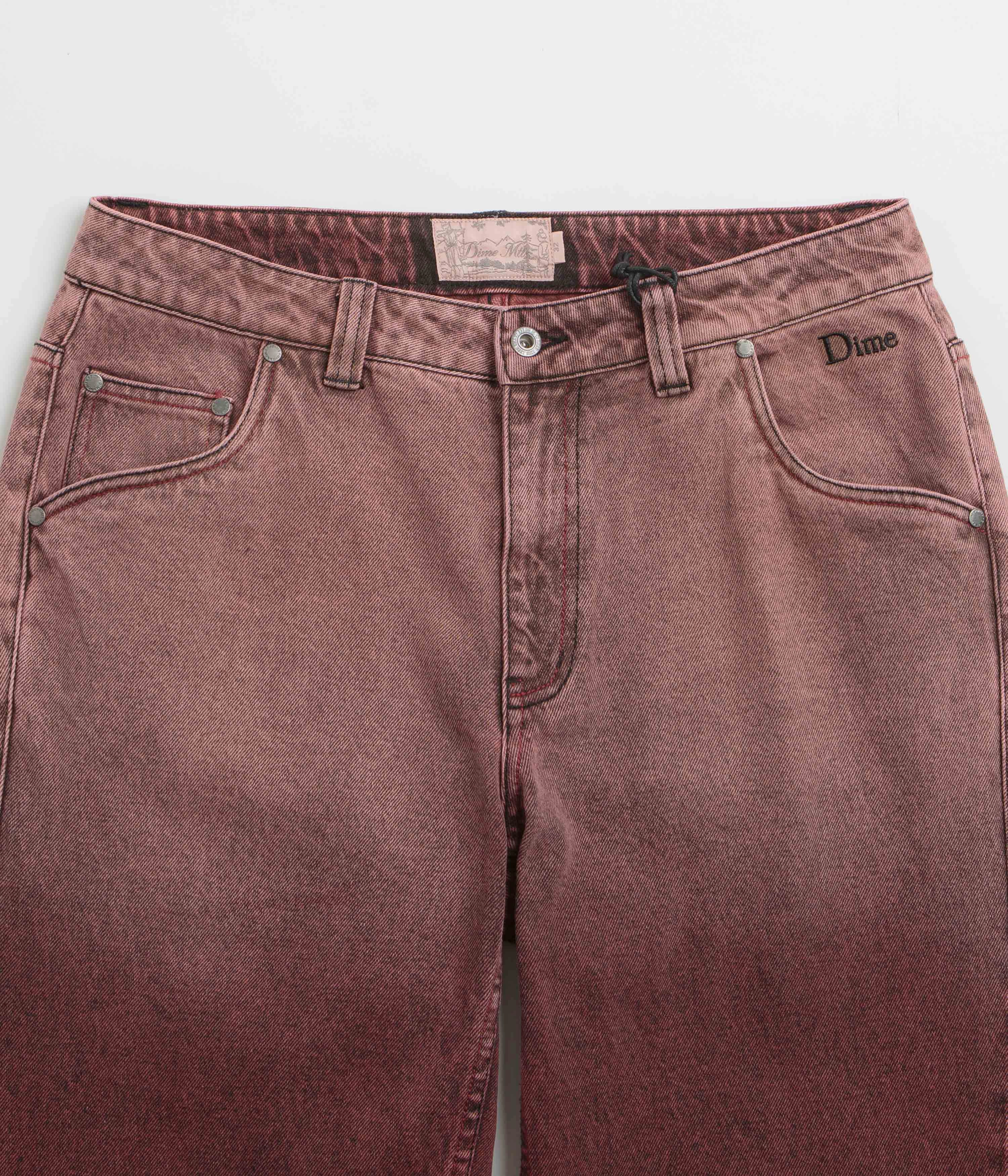 Quick Release Closure Flexible Activewear Dime Classic Relaxed Jeans - Dipped Sandblasted Burgundy