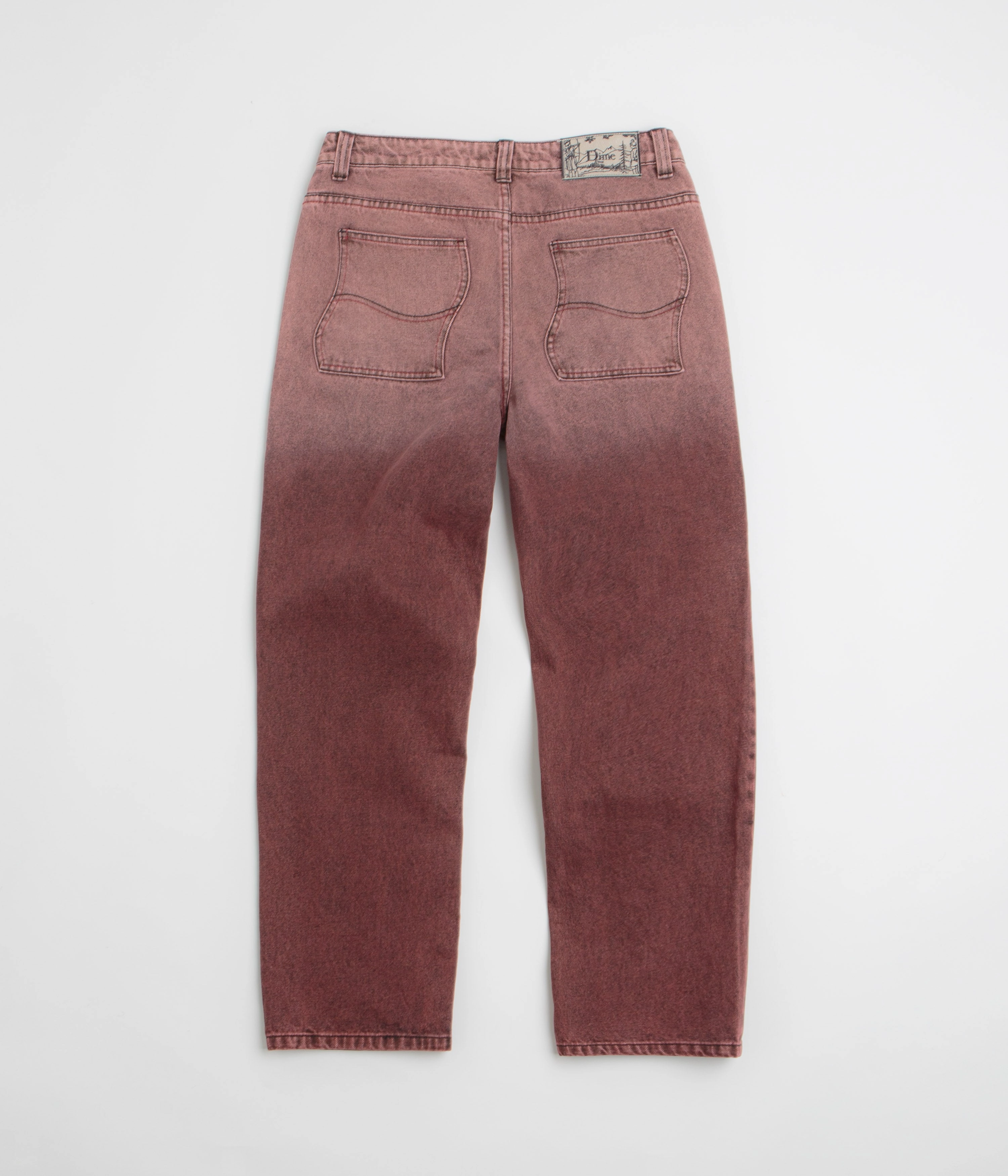 Neutral Tone Dime Classic Relaxed Jeans - Dipped Sandblasted Burgundy