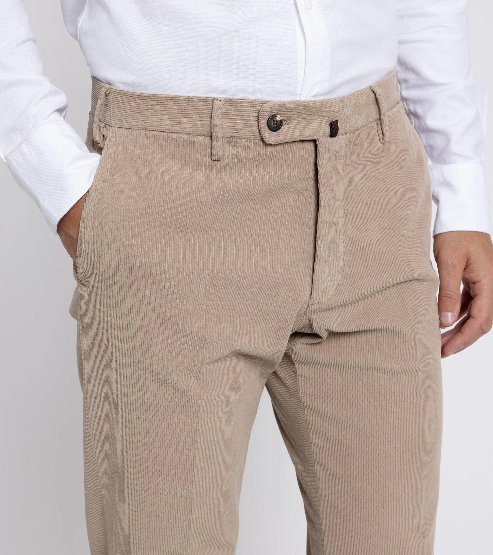 Incotex Regular Overdyed Cotton Corduroy Trousers: Mushroom Comfy Waist Comfy Flex