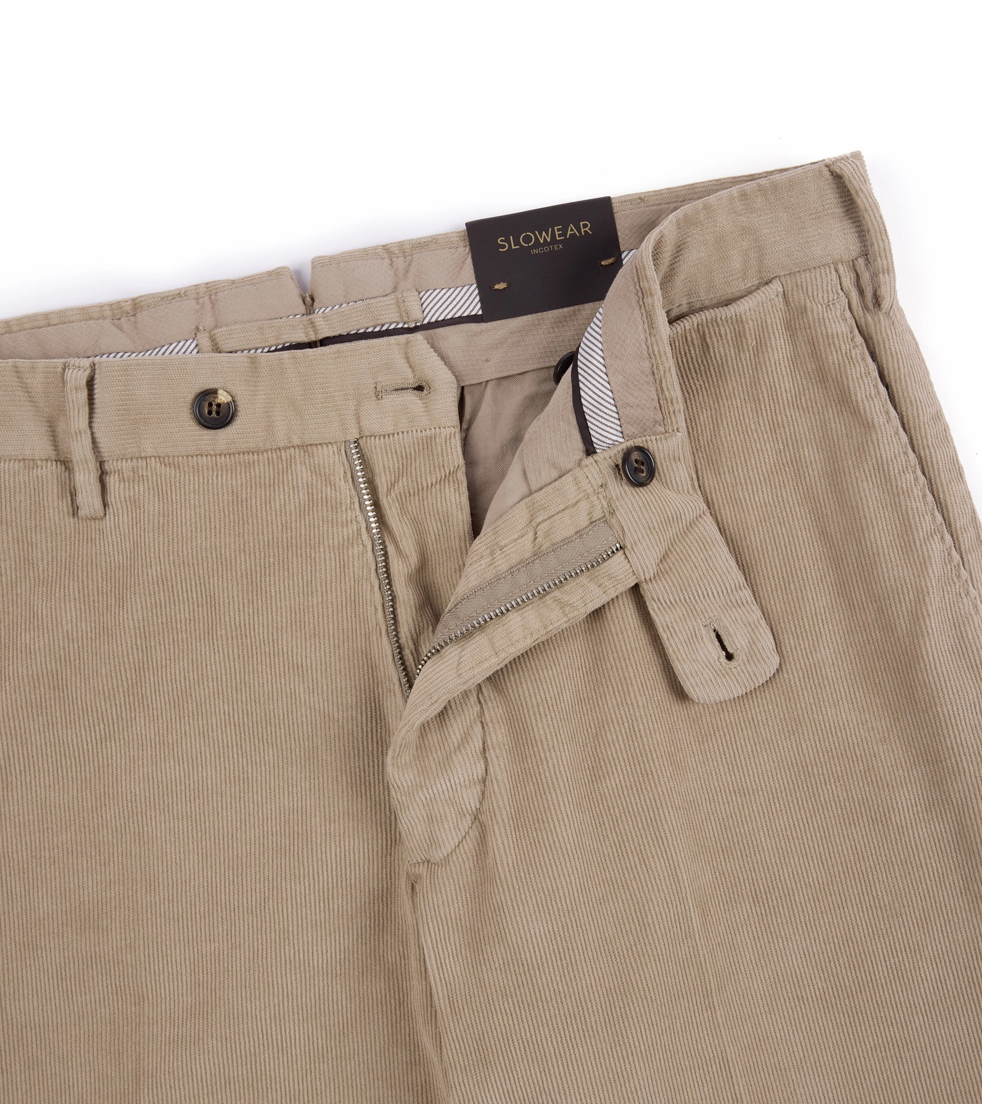 Incotex Regular Overdyed Cotton Corduroy Trousers: Mushroom Form Fitting