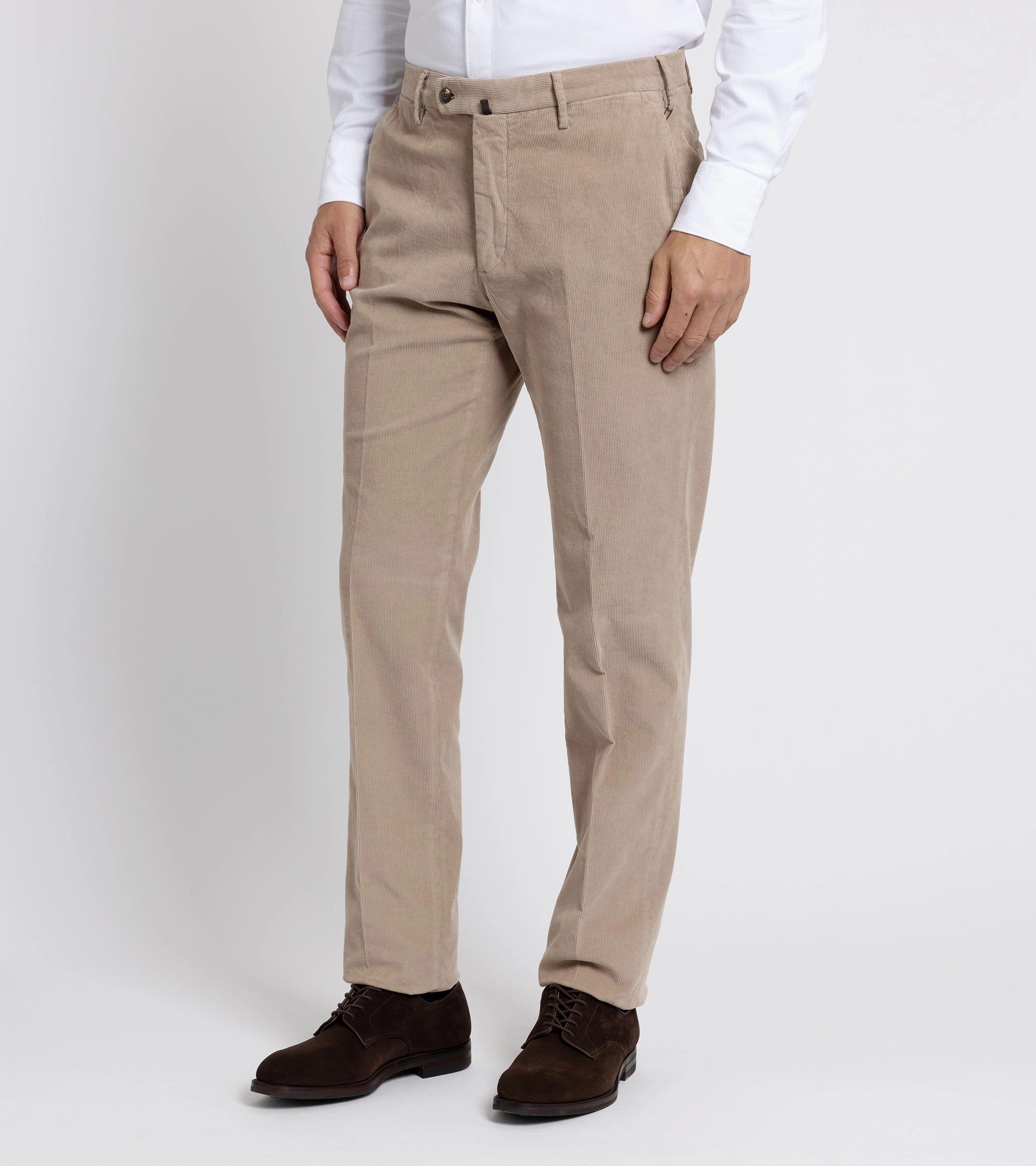 Incotex Regular Overdyed Cotton Corduroy Trousers: Mushroom Recyclable Fabric Blend slim cut