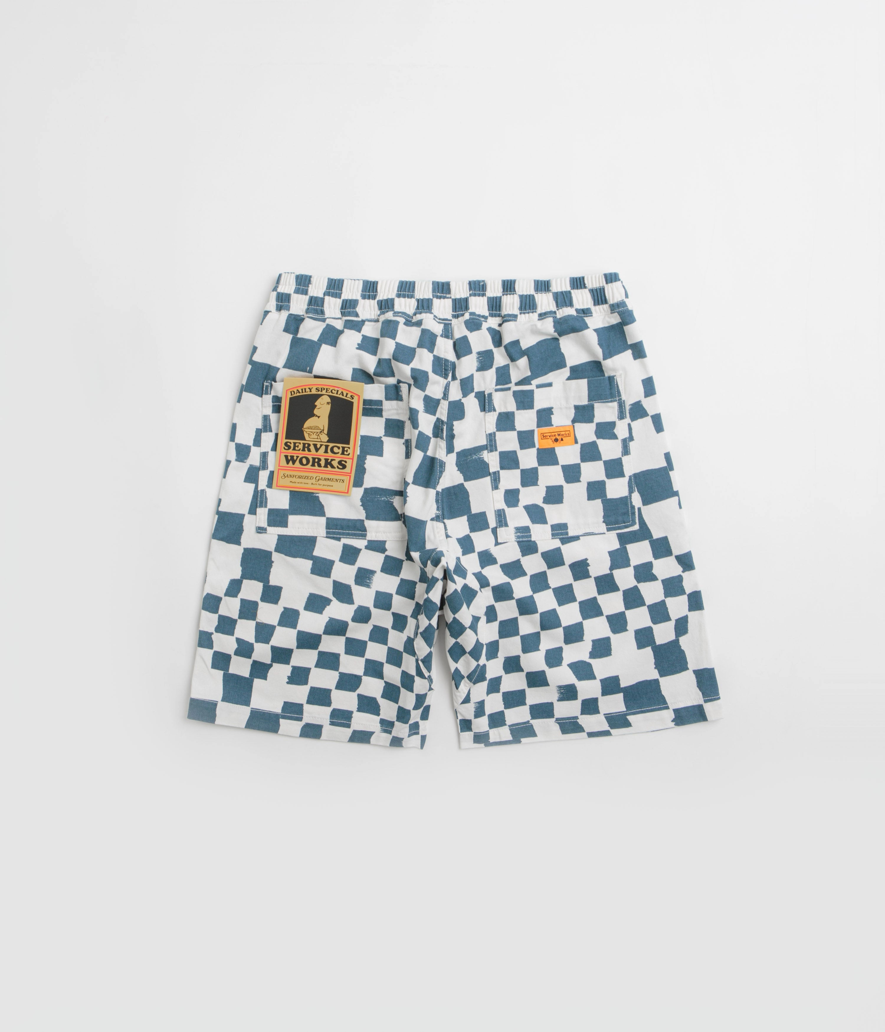 Service Works Printed Chef Shorts - Teal Checker Warm Fit