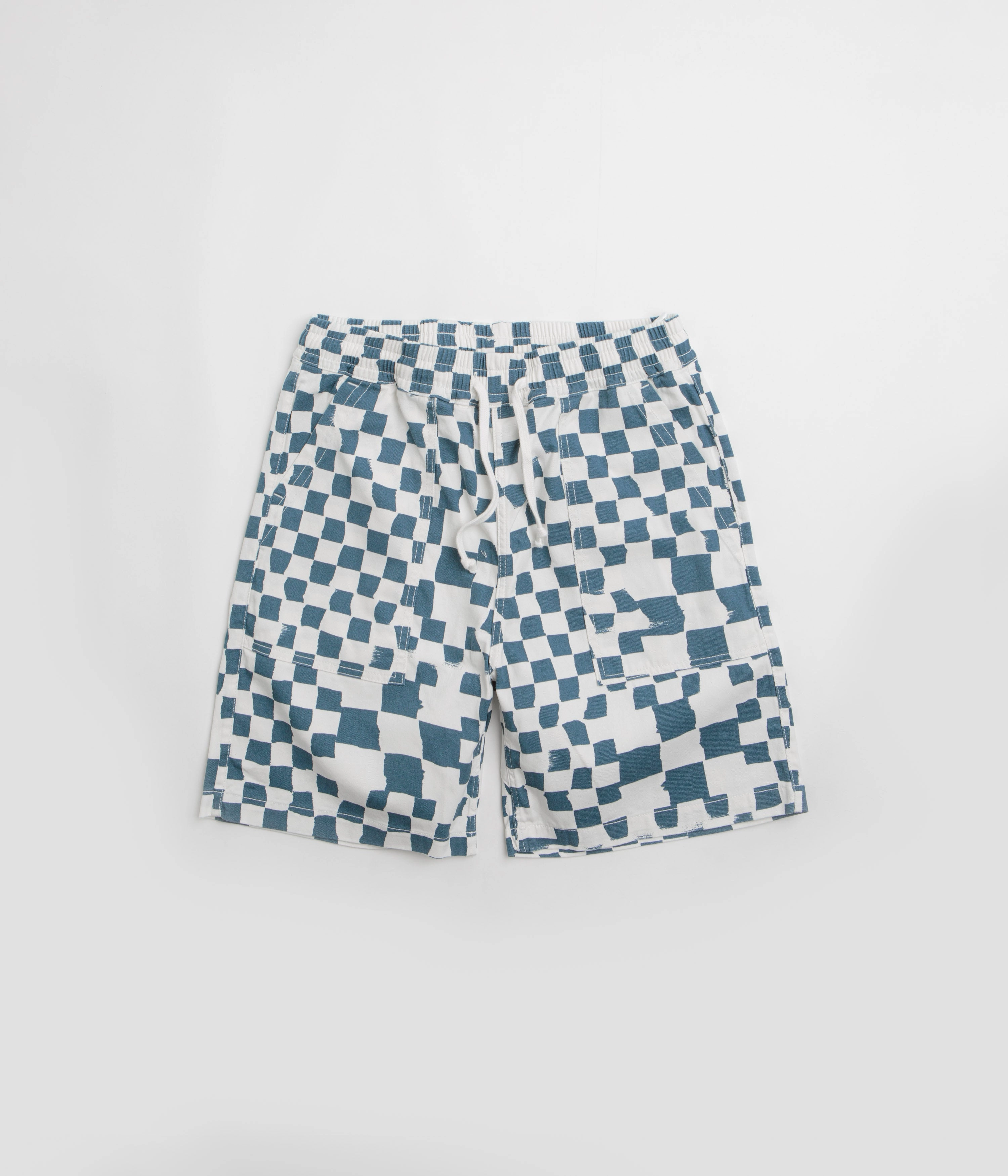 Soft Finish Service Works Printed Chef Shorts - Teal Checker
