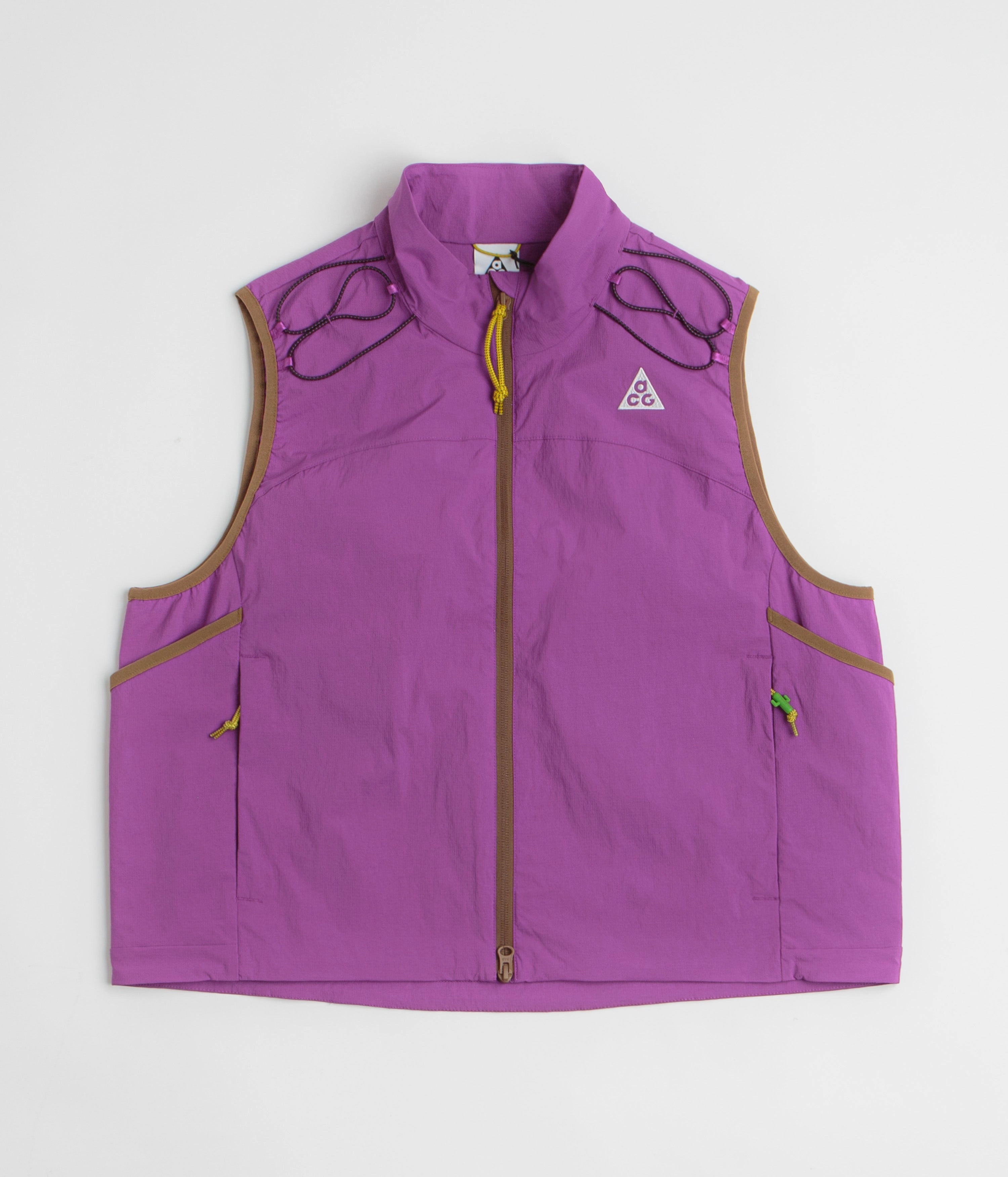 Nike ACG Death Bloom Vest - Bold Berry / Mosswood Brown / Summit White Ultra Lightweight Design Glove Friendly Cuff Design