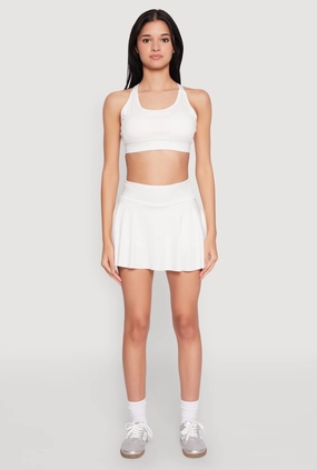 Ruffled High Waist Cell Phone Pocket Skort Autumn Stroll