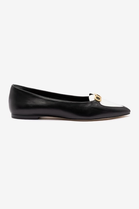 Camp Glow Lagoon Mood Audrey Flat In Black and White Leather