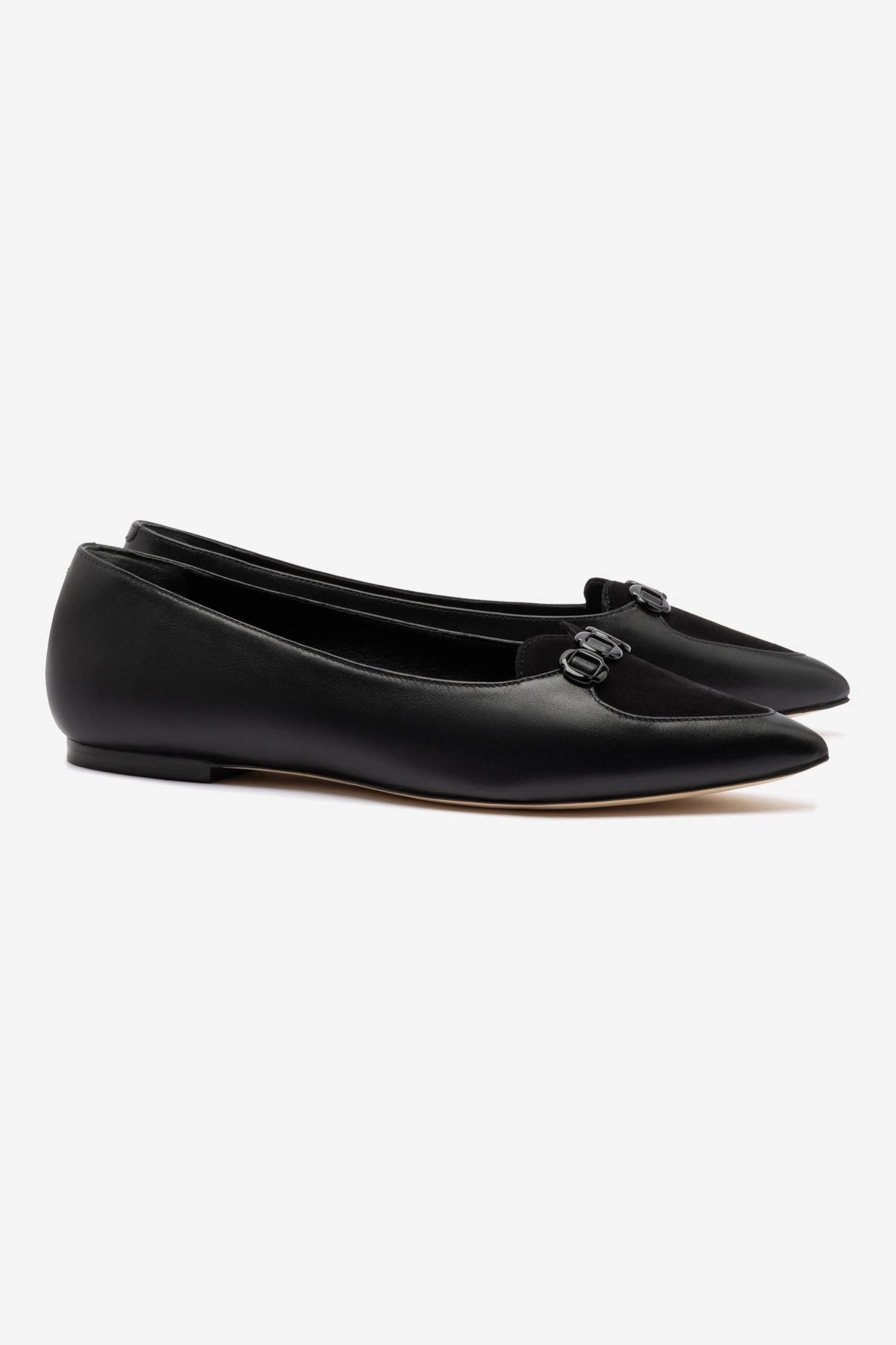 Audrey Flat In Black Leather School Game