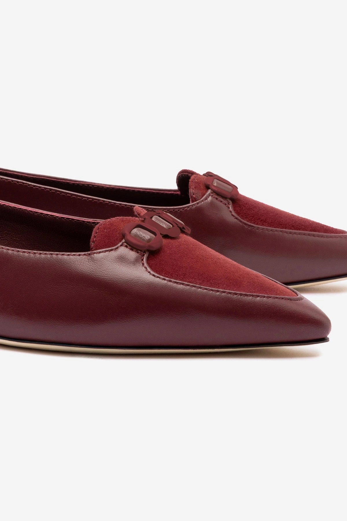 Audrey Flat In Burgundy Leather Street Fair Flower Glow