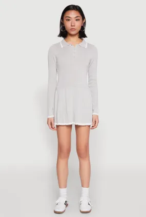 Casual and Comfy Daisy Pleated Contrast Trim Sweater Dress