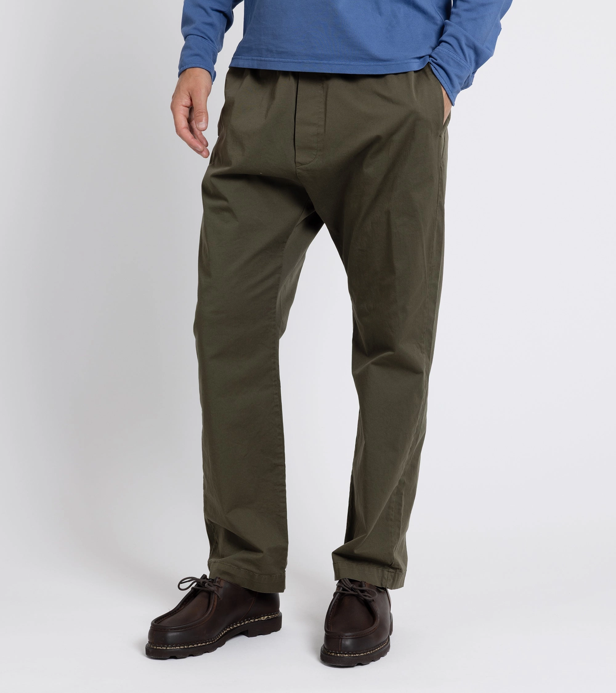 Fashion Stretch Barena Bativoga Trevo Cotton Twill Trousers: Army
