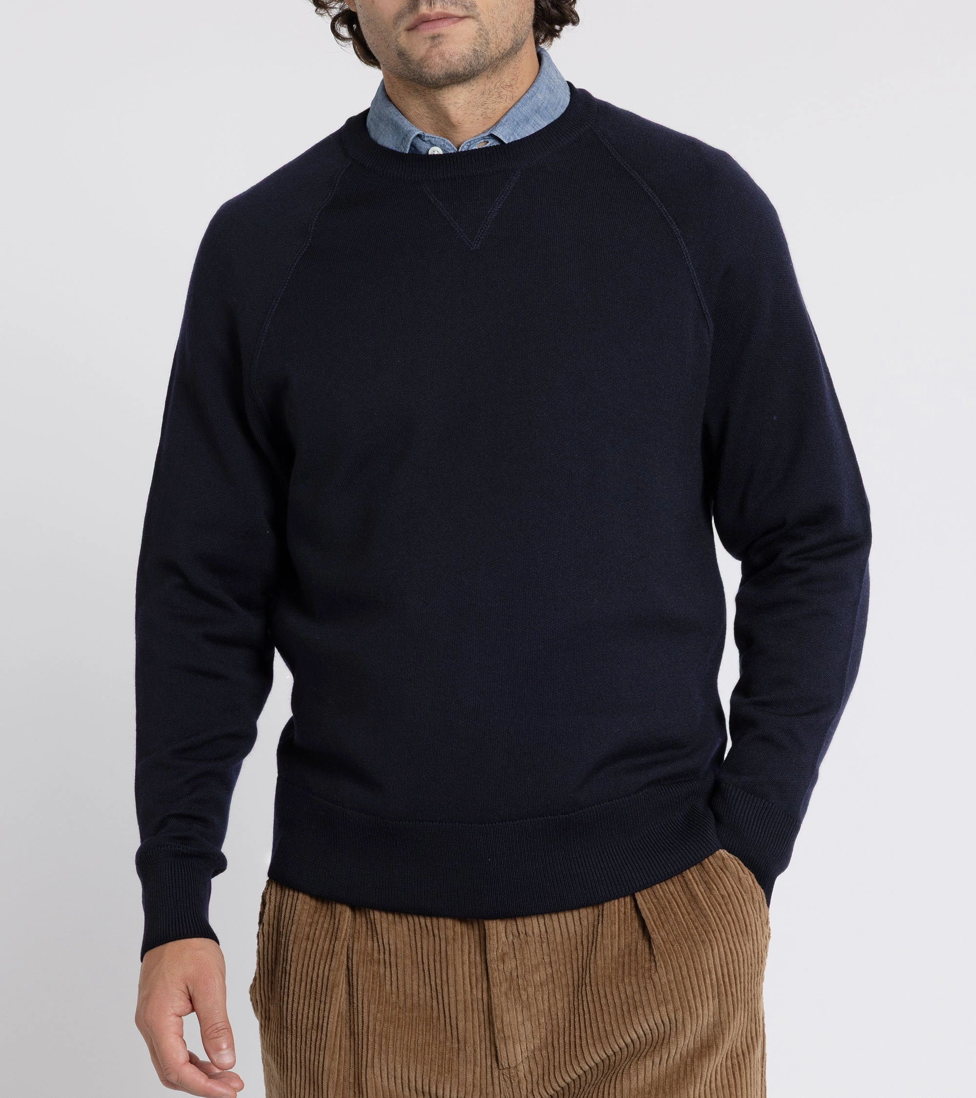 Barena Griego Basilio Merino Knit Sweatshirt: Navy Winter Ready Knit