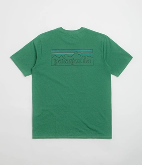 MinimalBranding Patagonia P-6 Logo Responsibili-Tee T-Shirt - P-6 Outline: Heartleaf Green