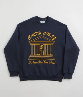 Cash Only Bank Crewneck Sweatshirt - Deep Navy Trendy Comfort
