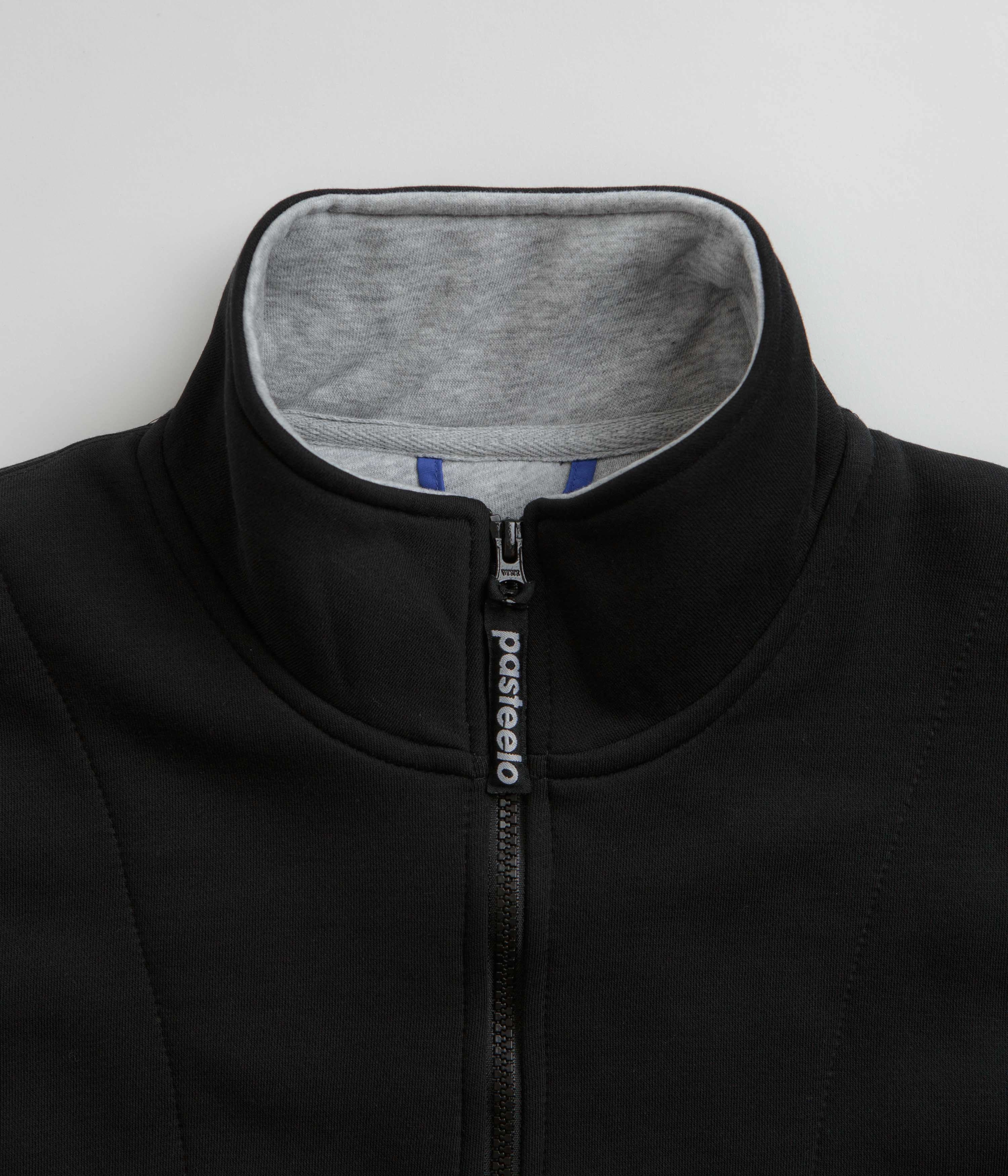 Pasteelo Contrast 1/4 Zip Sweatshirt - Black / Royal Recycled Material Crafting