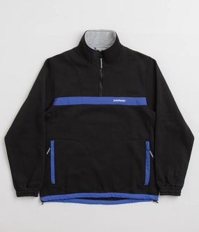 Winter Layer Cashmere Blend Pasteelo Contrast 1/4 Zip Sweatshirt - Black / Royal