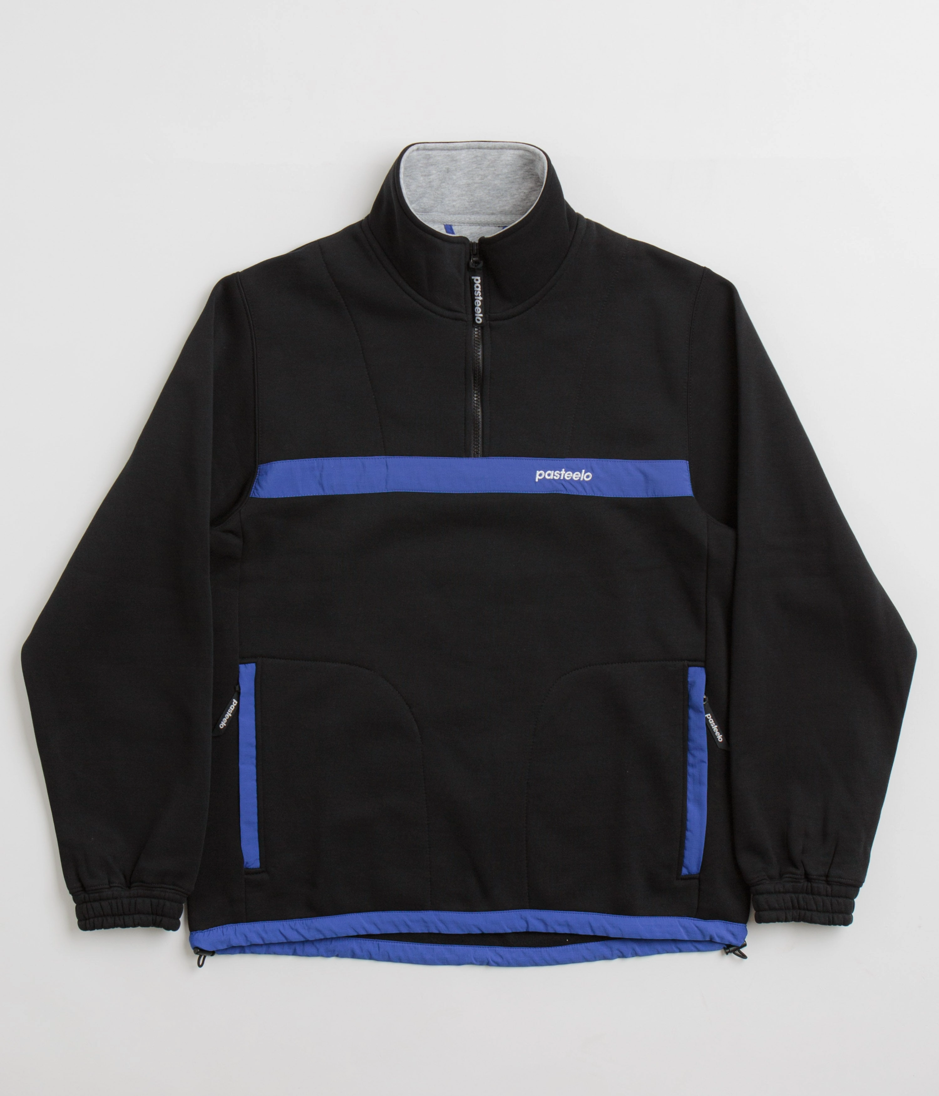 Winter Layer Cashmere Blend Pasteelo Contrast 1/4 Zip Sweatshirt - Black / Royal