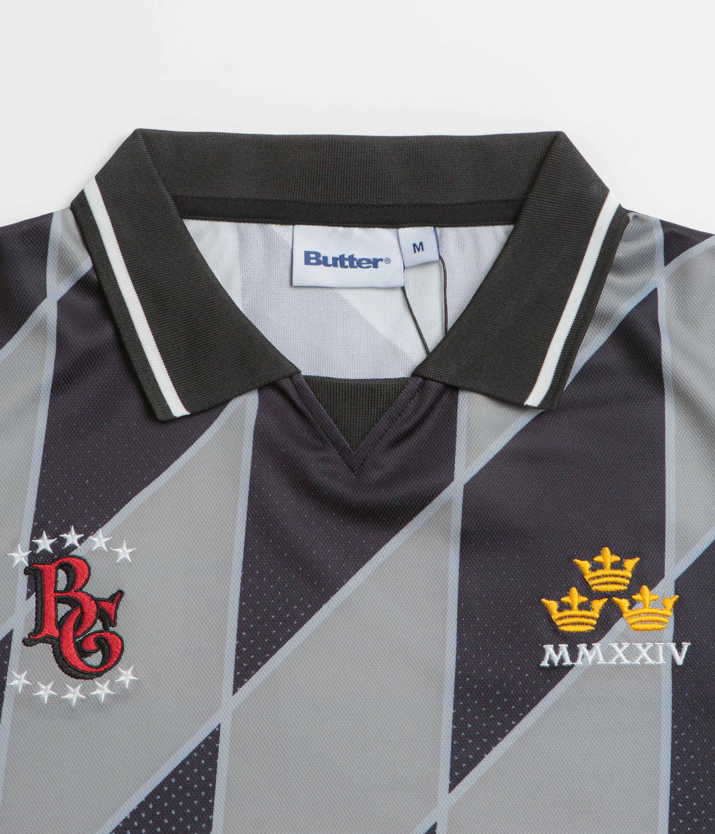 Garment Dyed Finish Butter Goods Football Jersey - Grey / Black