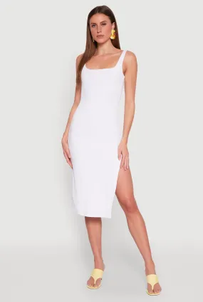 Square Neck Side Slit Tank Dress Back Detail