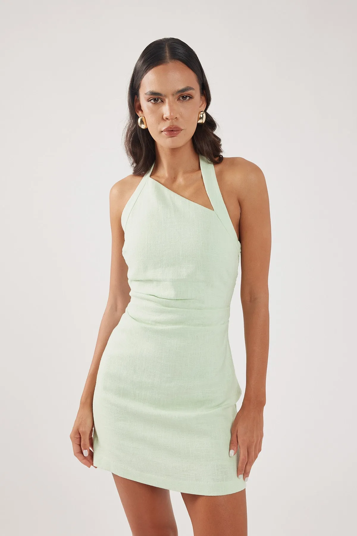 Perfect Stranger Sundae Linen Mini Dress Mint Neutral Aesthetic