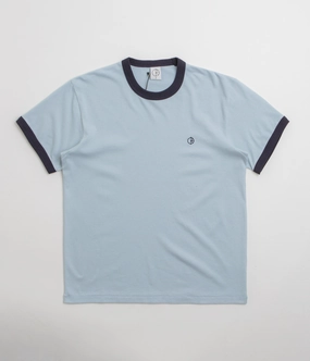 Polar Ringer T-Shirt - Light Blue / Navy Leather combination Chilly Wear