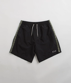Polar Square Stripe Swim Shorts - Black / Jade Green Gym apparel Stretchable