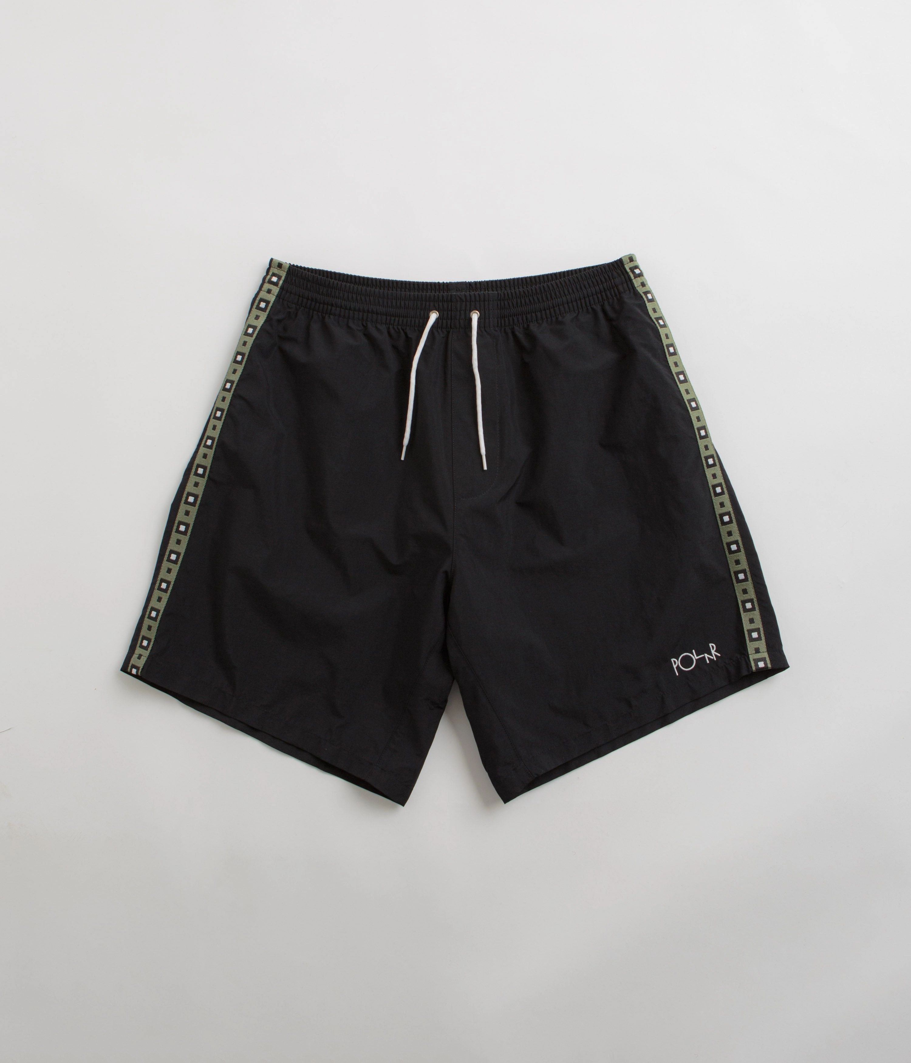 Polar Square Stripe Swim Shorts - Black / Jade Green Gym apparel Stretchable