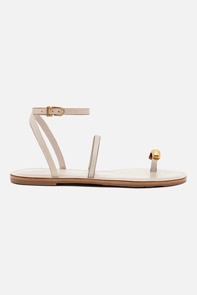 Wood Glow Soft Step Shoes Biarritz Flat Sandal In Ivory Leather