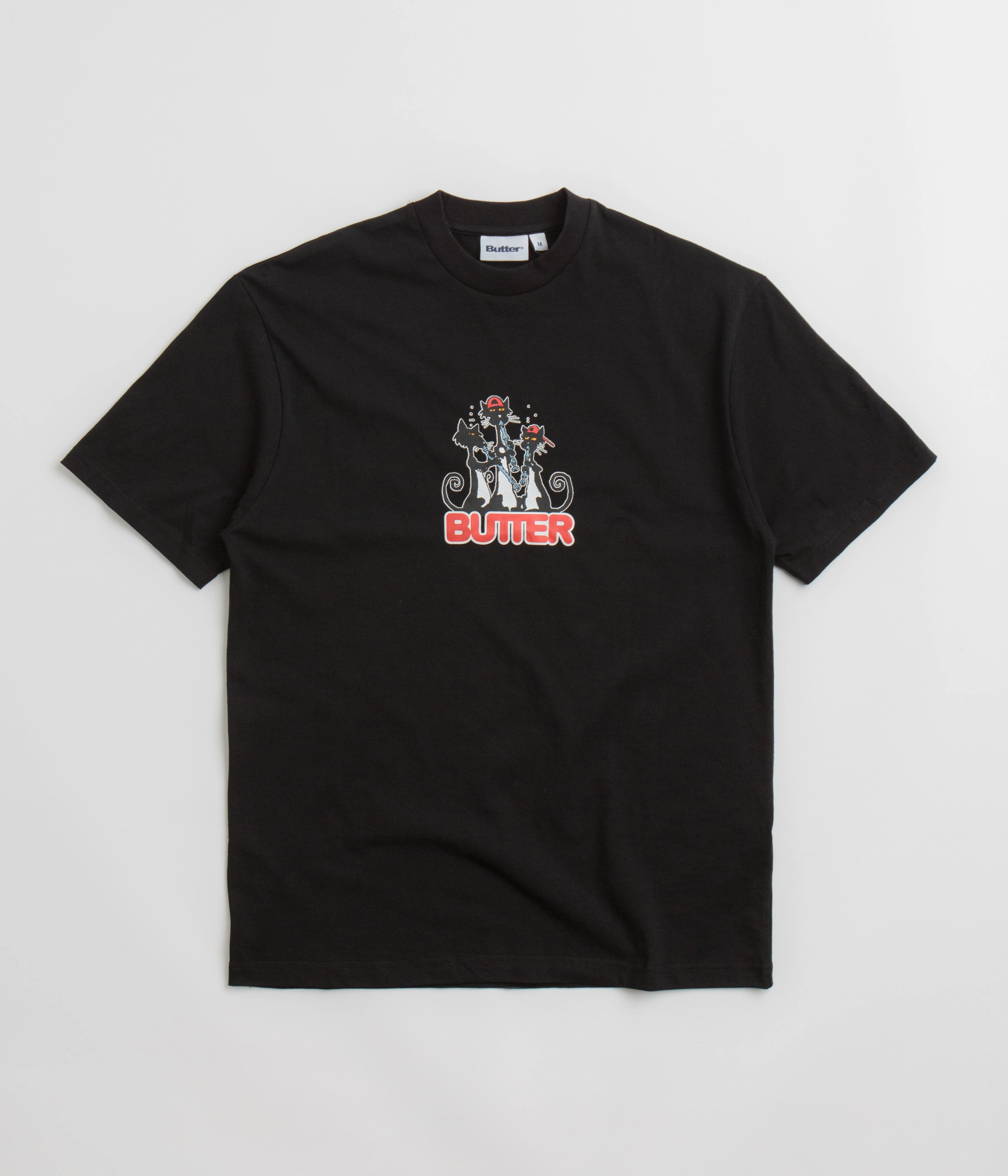 Versatile Top Butter Goods Cats T-Shirt - Black