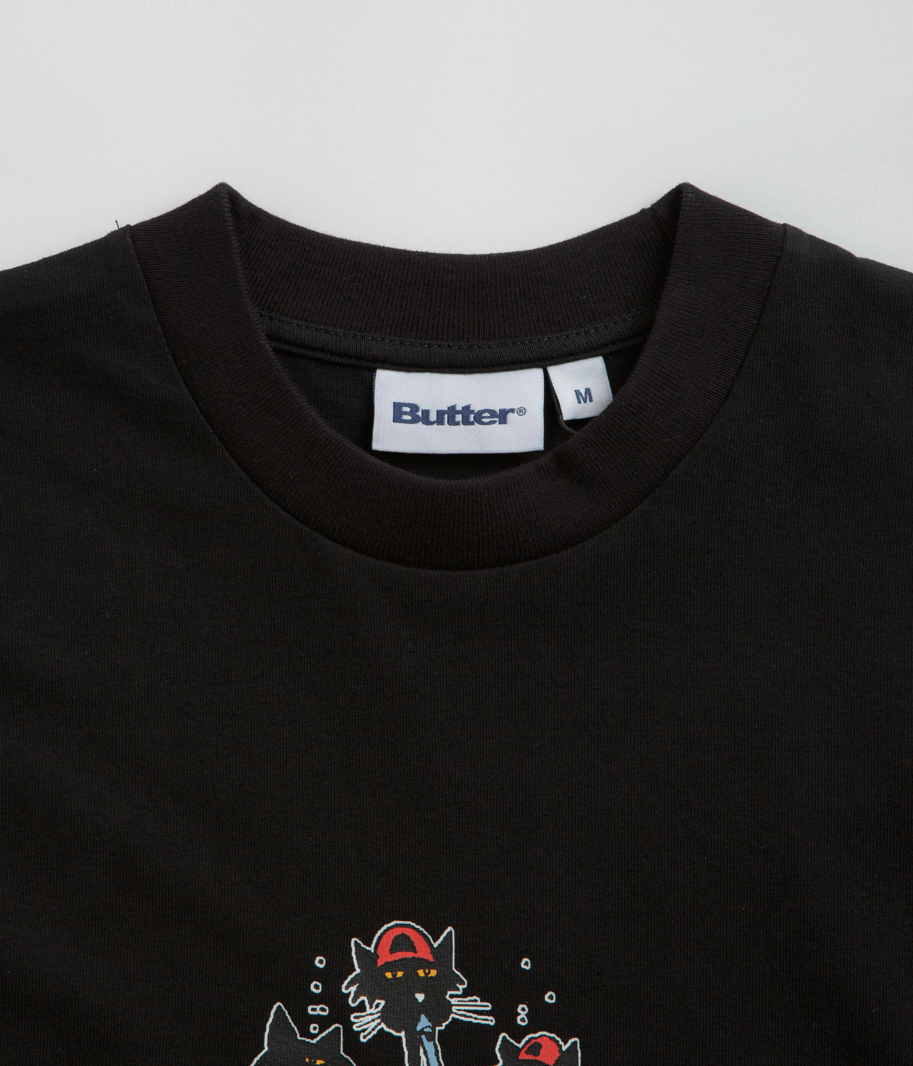 Butter Goods Cats T-Shirt - Black Round neck simplicity