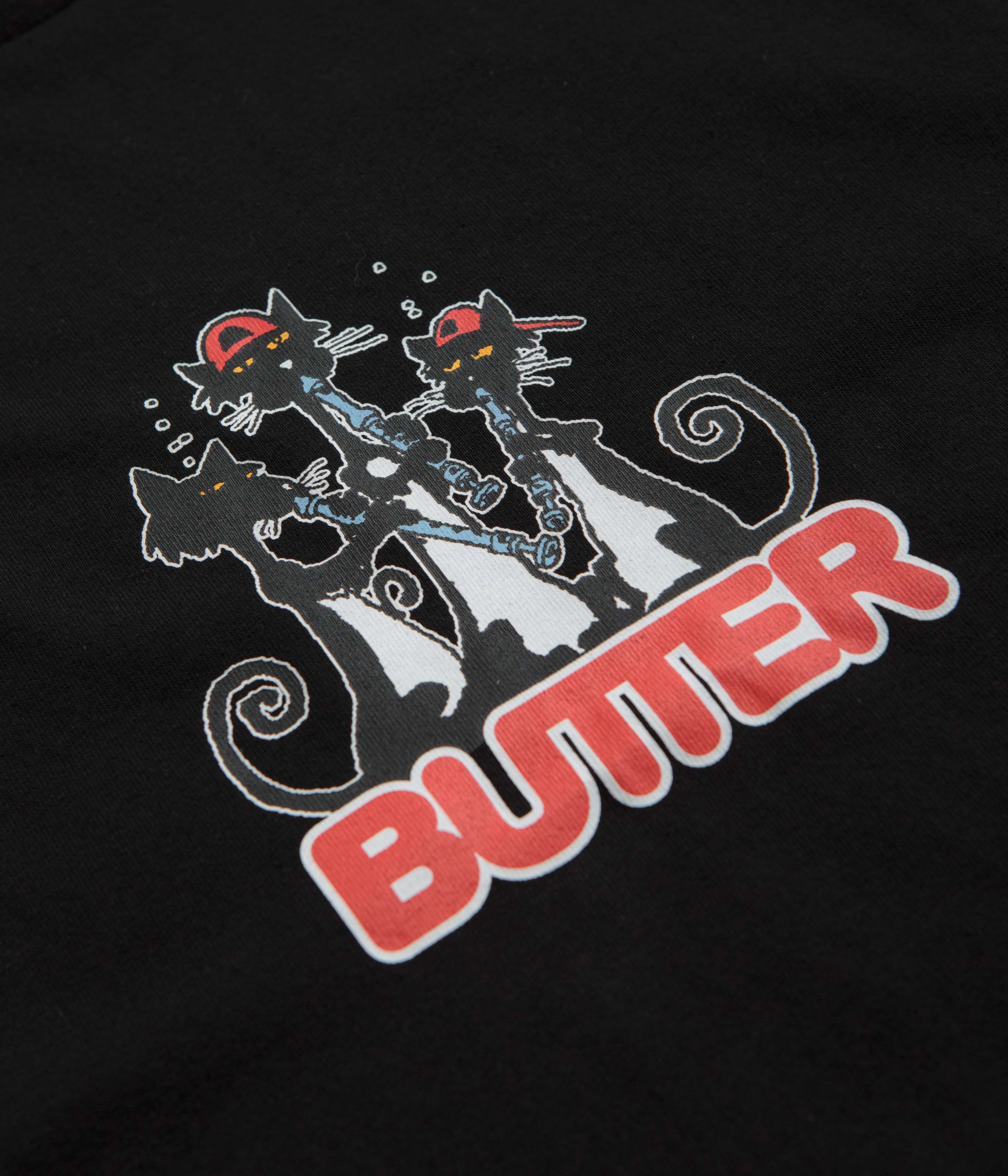Comfortable texture Butter Goods Cats T-Shirt - Black