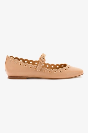 fitness shoes Machine wash Blair Broderie Ballet Flat In Tan Leather
