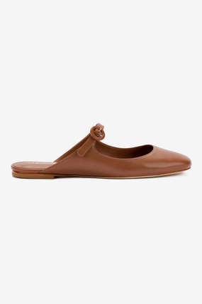 Blair Flat Mule In Caramel Leather Work Wear