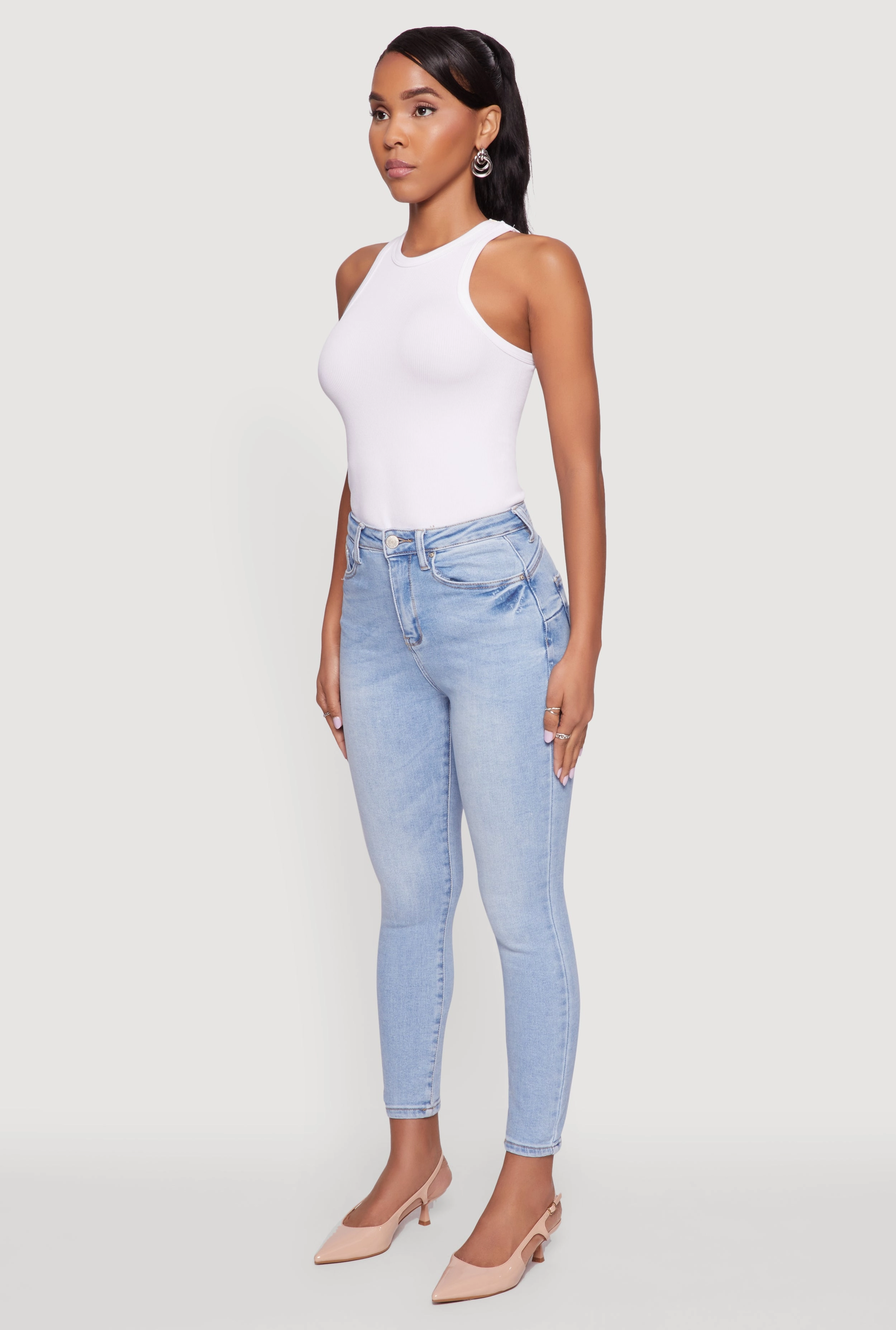 Fashion friendly Weekend Style WAX Whiskered Cropped Skinny Jeans