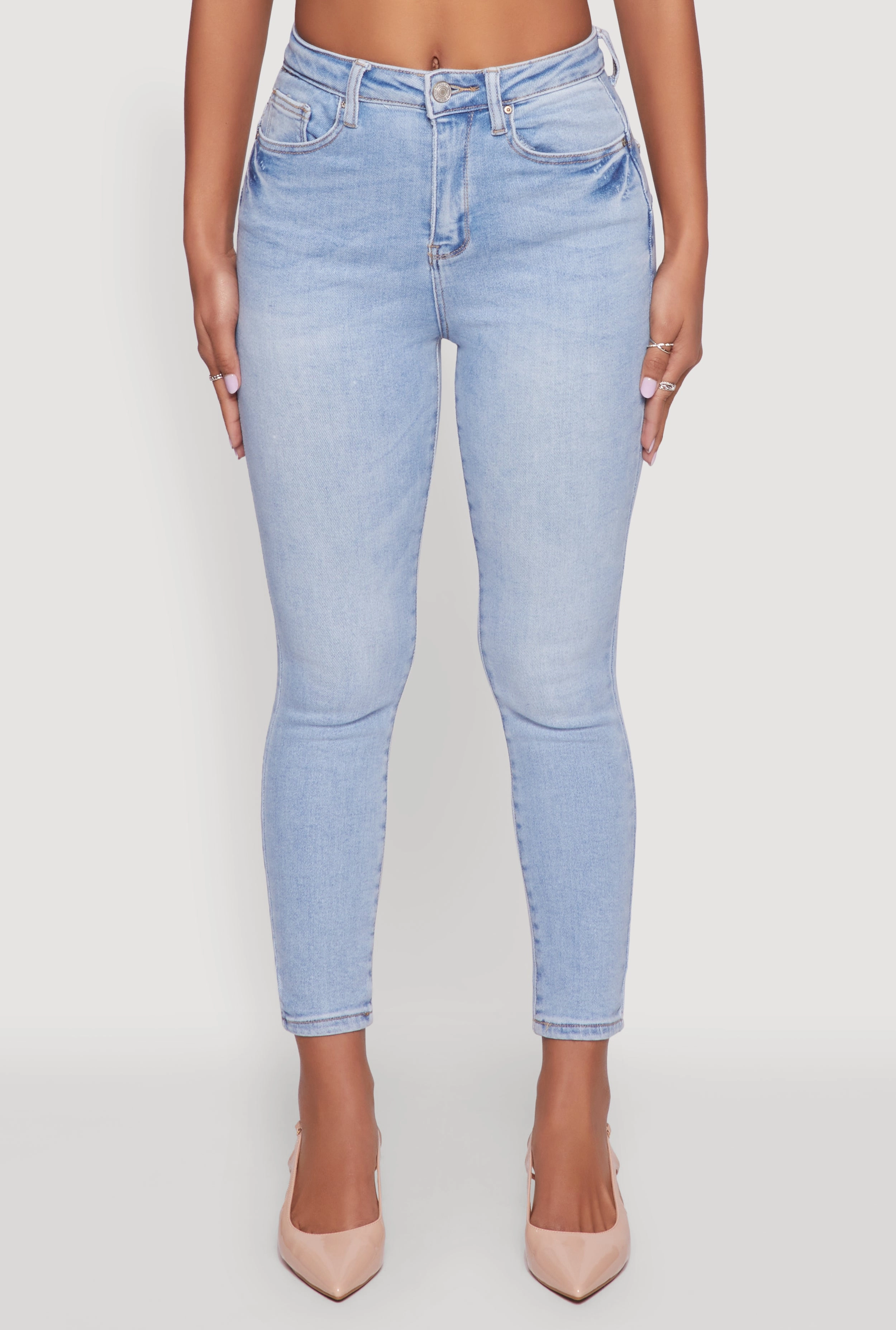 Adaptive Stretch Fabric clean look WAX Whiskered Cropped Skinny Jeans
