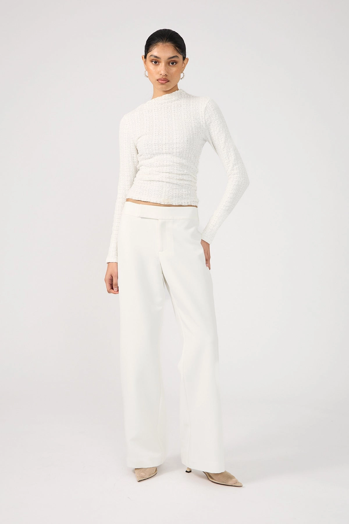 Perfect Stranger Parker Bootleg Low Rise Tailored Pants White Performance Comfort