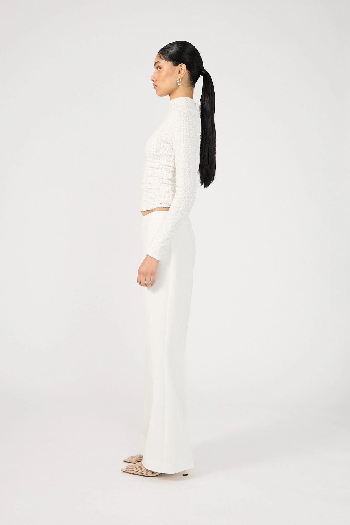 Perfect Stranger Parker Bootleg Low Rise Tailored Pants White Quick Release Closure Windproof coating