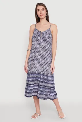 Border Print Midi Dress Light Attitude