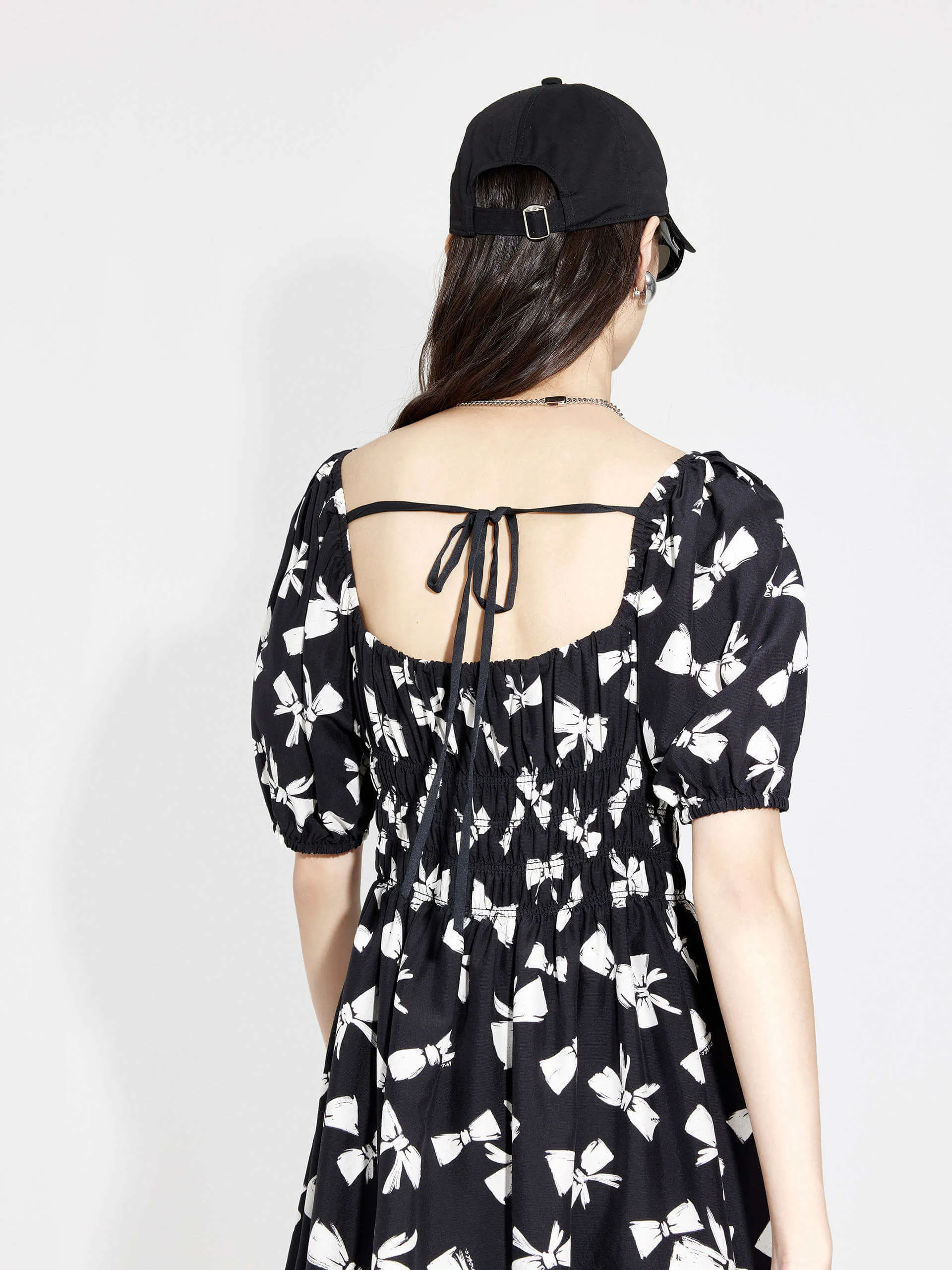 Bowknot Pattern Mini Dress QuickDryTechnology